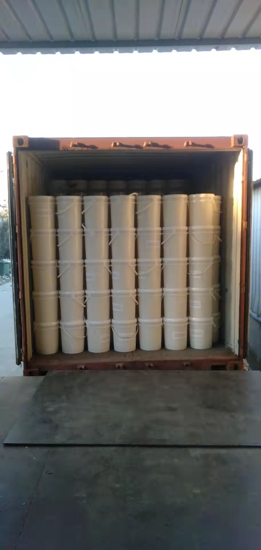 Product pails arranged for shipment